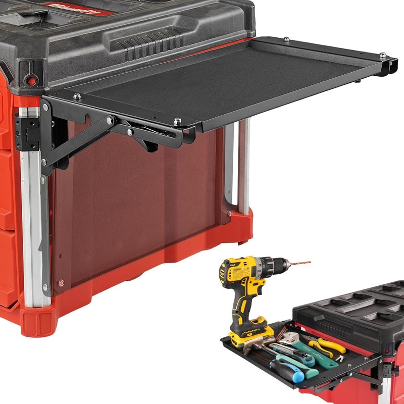 BPOPO Folding Magnetic Side Table Compatible with Milwaukee Packout Toolbox, No-Drill Packout Accessories & Organizer with Magnetic Tool Tray - Image 1